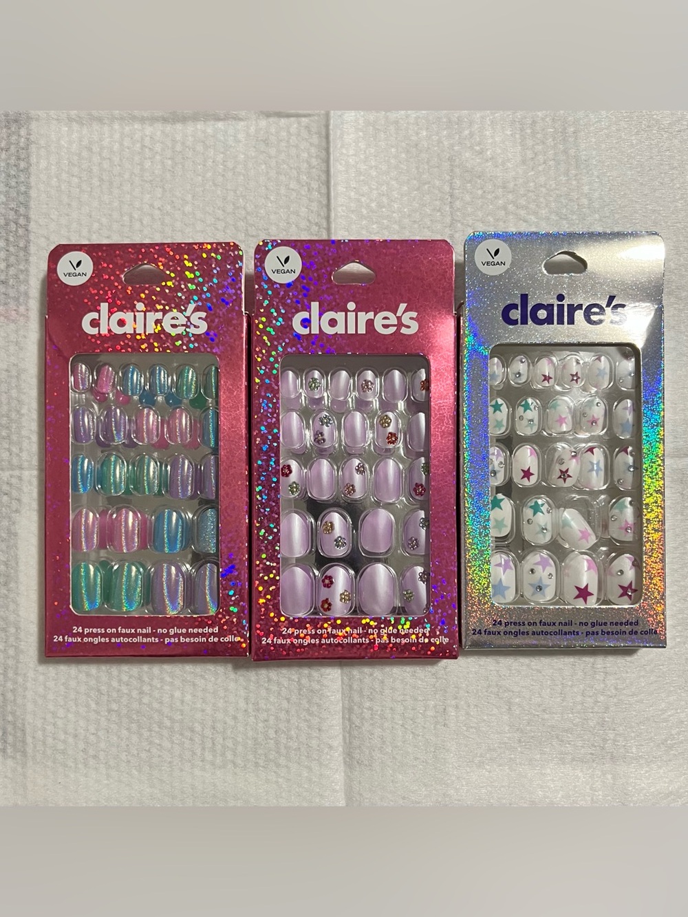 Claire's Lilac Floral Jewel Press-On Nails